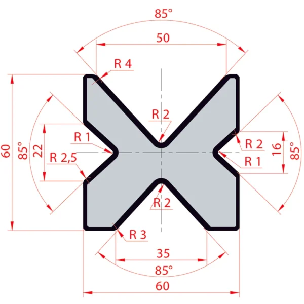 Amada System 85°/V16-V50/H60- 85° square Matrix
